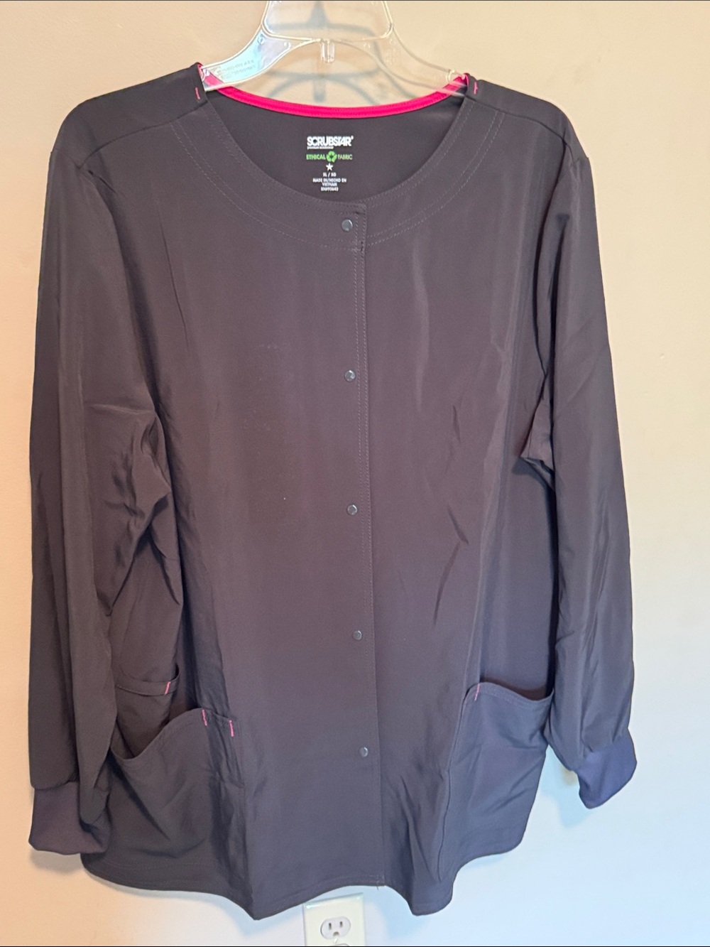 Scrubstar Dark Gray Medical Jacket with Pink Trim
